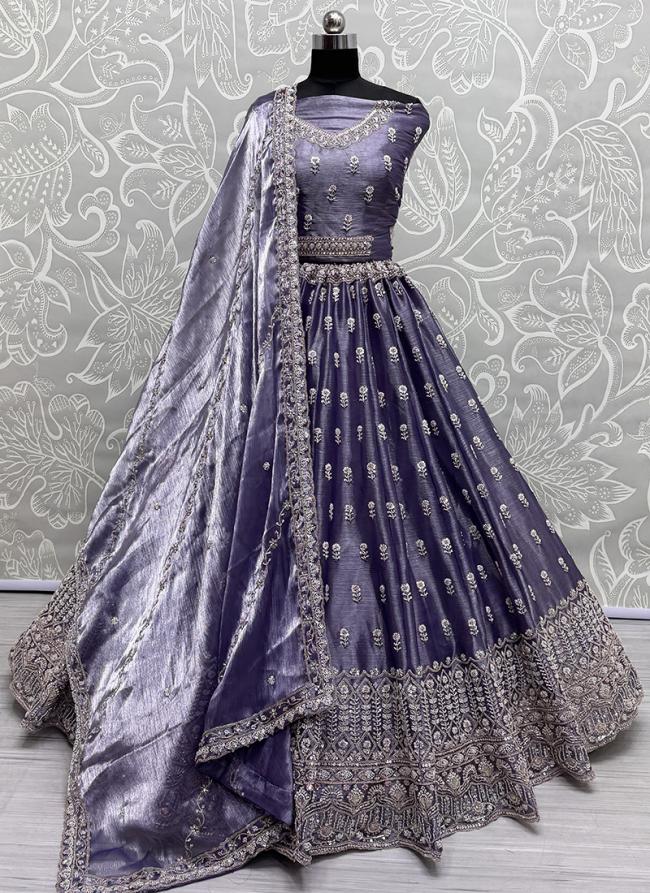 Burburry Silk Iris Wedding Wear Embroidery Work Lehenga Choli